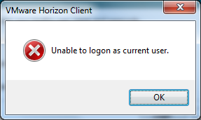 Unable to logon as current user